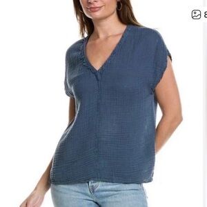 Michael Stars Draya Gauzy Cotton V Neck Top, size S